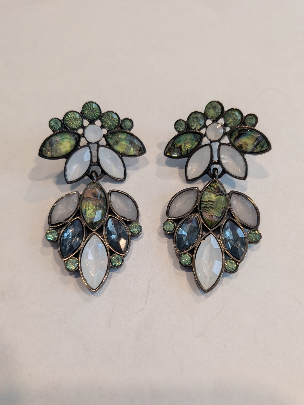 B#2:.Green & Blue Crystal Drop Earrings - Women Jewelry